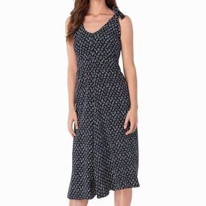 Diane Von Furstenberg Emma Crepe-Blend Midi Dress Size 8 Tie Shoulder Sleeveless